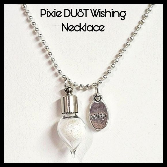 PIXIE WISH NECKLACE twist off tear drop glass bottle WITH wish charm ✨️Handmade - Picture 7 of 11
